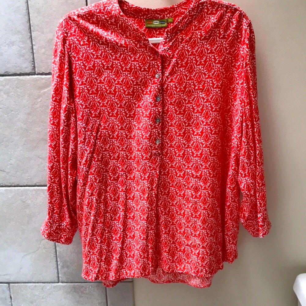 Orange floral popover blouse